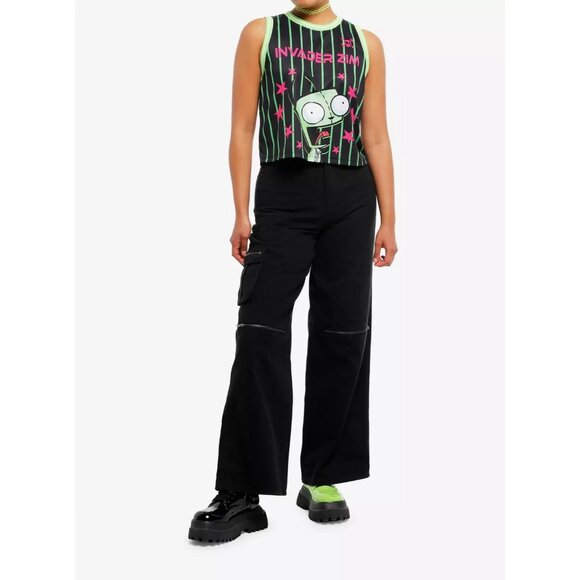 Invader Zim GIR Screaming Striped Juniors Jersey Tank Top MEDIUM New - Picture 4 of 11